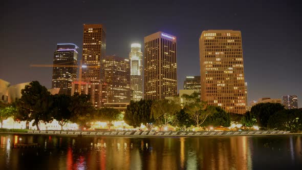 Scenic Downtown Los Angeles At Night