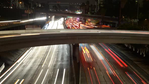 View Of Traffic On Busy Freeway In Downtown Los Angeles