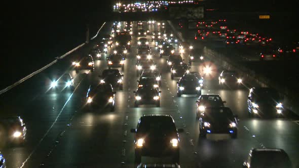 Traffic On The Busy Freeway At Night 2