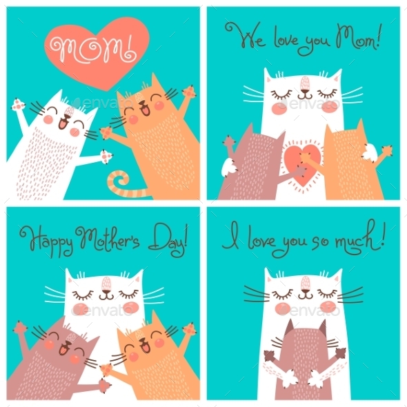 Cards for Mothers Day with Cats.