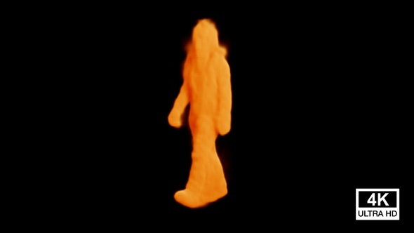 Walking Orange Color Smoke Man