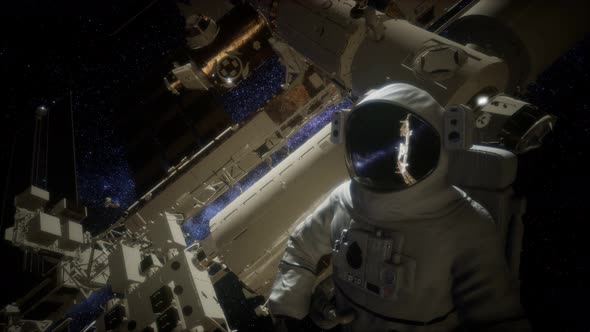 Astronaut Outside the International Space Station on a Spacewalk