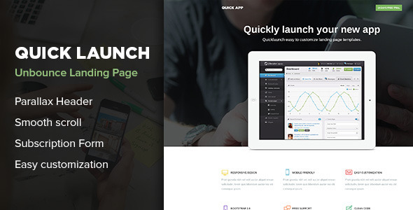 QuickLaunch - Responsive Unbounce Landing Page
