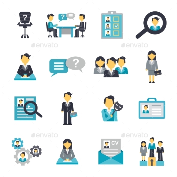 Human Resources Icons Flat