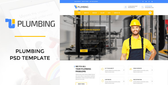 Plumbing - Handy Man PSD Template