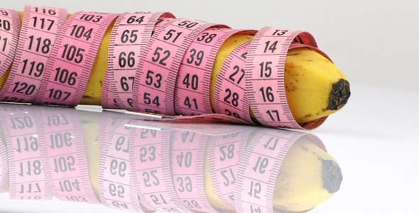 Banana and Measurement Diet Fit Life Concept
