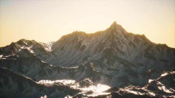 Aerial View of the Alps Mountains in Snow