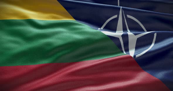 Lithuania and NATO waving flag animation loop