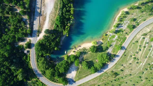 Lake of Sainte-Croix in the Verdon Regional Natural Park from the sky