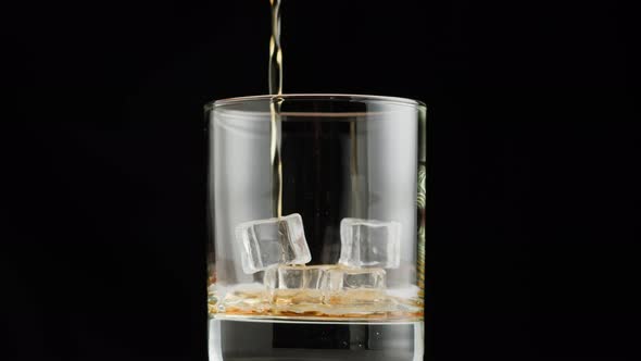 Brandy or Whiskey with Ice Closeup