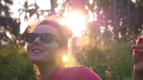 Girl Dancing At Sunset
