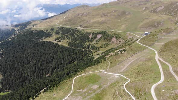 Drone view of the Italian Alps from Plose Mount, Brixen, Italy