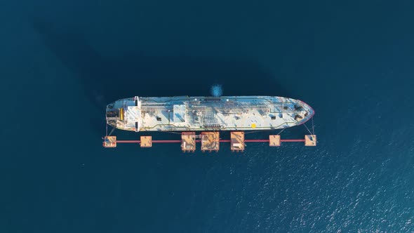 A Gas Tanker is at Sea Aerial View 4 K Turkey Alanya