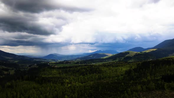 Mountain Fog Time Lapse. Carpathians. Ukraine. Aerial