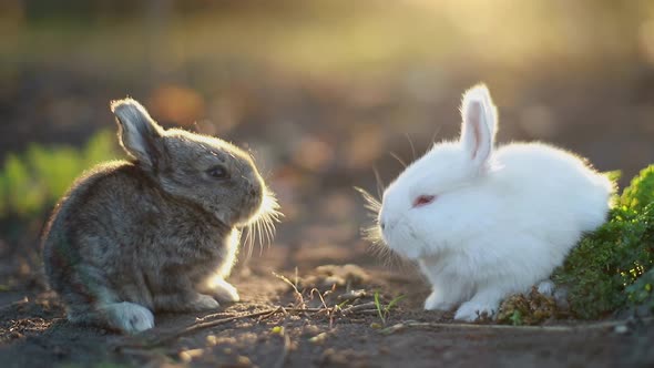 Rabbit on Green Grass White Rabbit Little Rabbit Little White Bunny