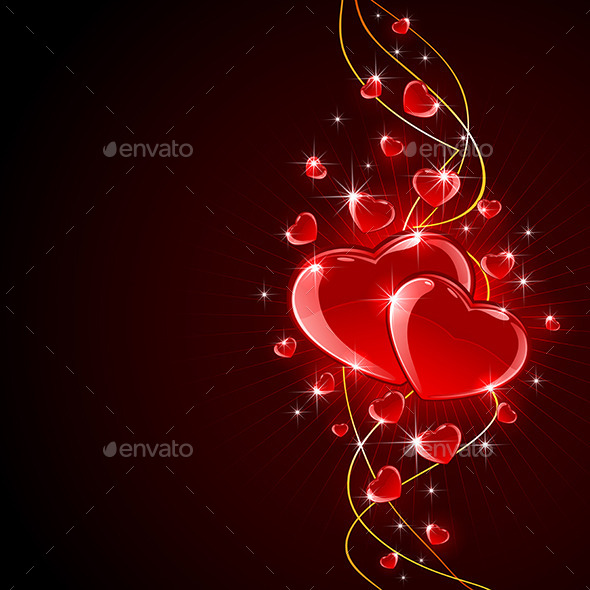 Valentines Hearts on Dark Background
