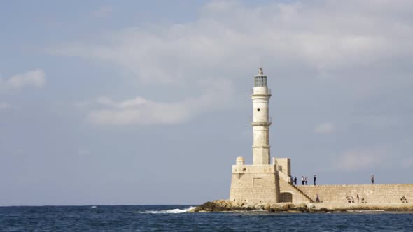 Timelapse Of A Coastal Scene With Lighthouse In Crete, Greek Islands 1