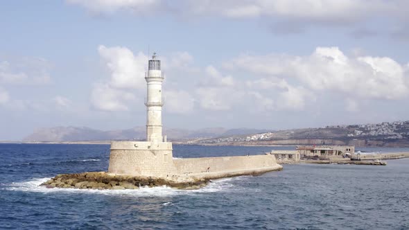 Timelapse Of A Coastal Scene With Lighthouse In Crete, Greek Islands 2