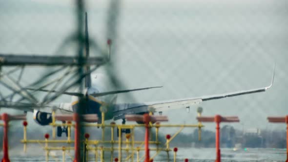 Plane Landing Zoom Telephoto Barcelona Airport 11