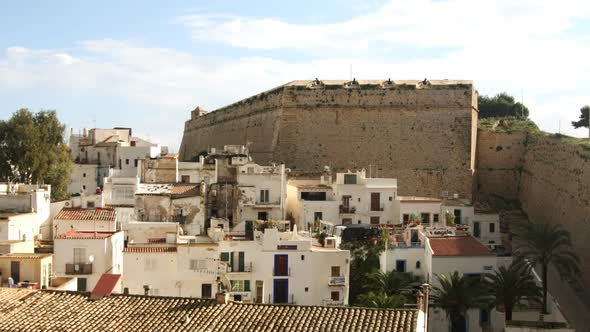 View Over Villas And Old Wall In Ibiza Town