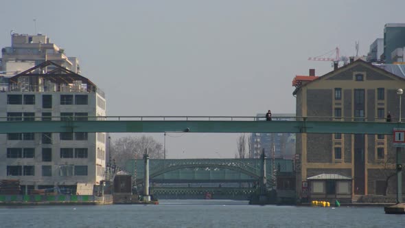 Timelapse Of People Walking Across Footbridge In Paris 2