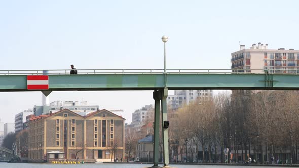 Timelapse Of People Walking Across Footbridge In Paris 3