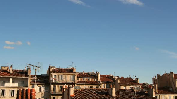 Sky With A Few Clouds And Building Tops In Marseille, France