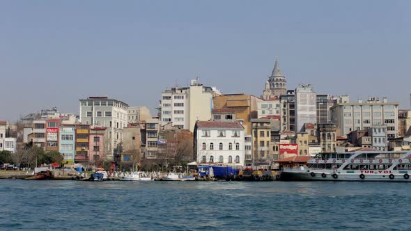 Istanbul Skyline Galata Bosphorus Boats Turkey 3