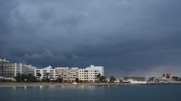 The Beach Of Santa Eulalia At Sunset