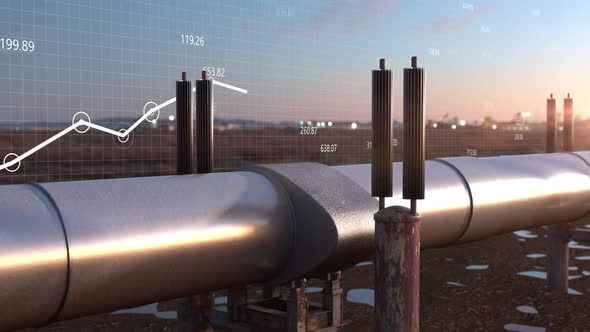 Gas Oil Pipeline on a Background of the Financial Growing Up Chart