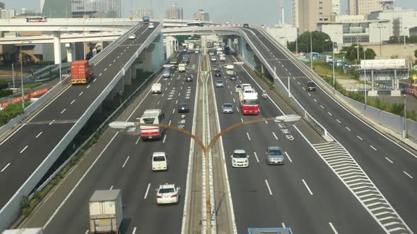 Busy Truck Traffic On Japanese Highway - Tokyo Japan 6