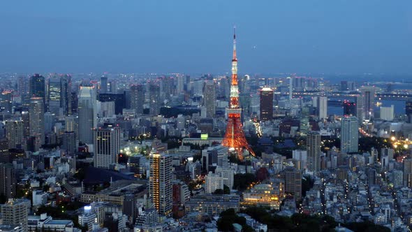 Tokyo Skyline With Tokyo Tower At Night 1