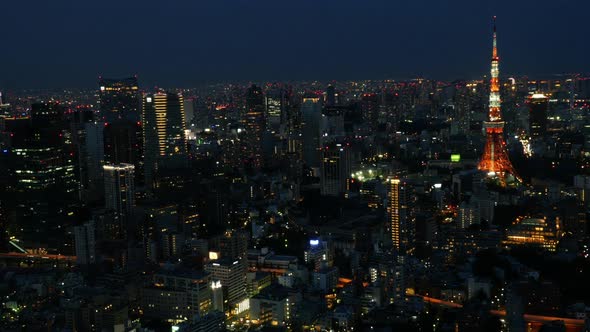 Tokyo Skyline With Tokyo Tower At Night 3