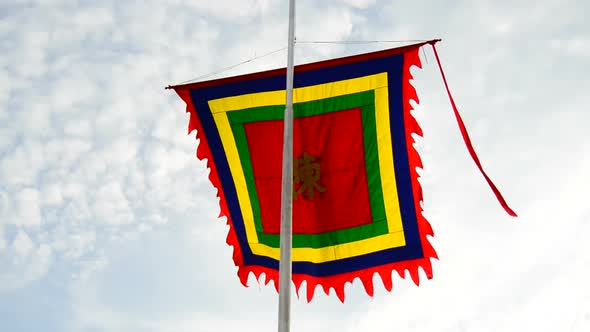 Temple Flag Blowing In The Wind - Hanoi Vietnam