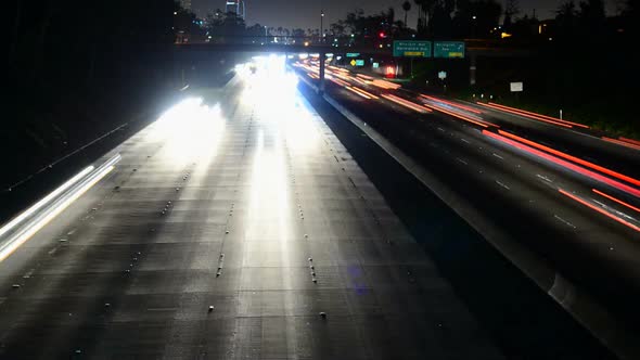 Traffic Heading Towards Los Angeles City At Night 1