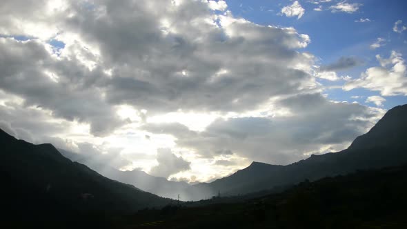 Clouds / Shadows Passing Over Rice Farm Terraces In Sapa Vietnam 1