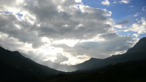 Clouds / Shadows Passing Over Rice Farm Terraces In Sapa Vietnam 2 alt