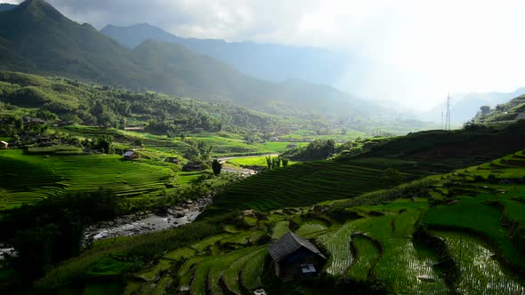 Clouds And Shadows Passing Over A Valley Of Rice Terraces In Sapa Vietnam 1