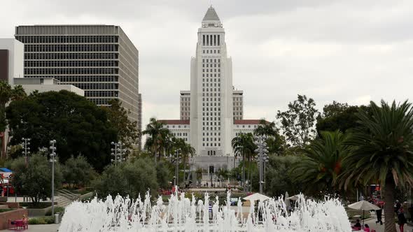 Los Angeles City Hall And Fountain - Los Angeles California 2 alt