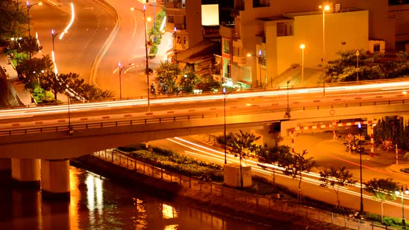 Traffic In Downtown Ho Chi Minh City At Night - Vietnam