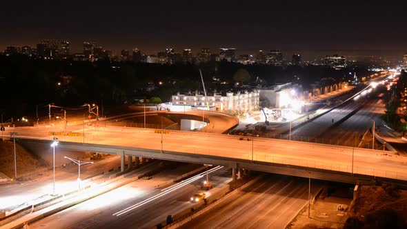 Night Traffic On Busy Freeway In Los Angeles 2