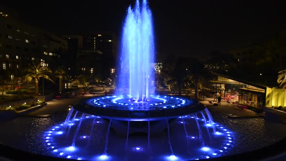 Los Angeles City Hall And Fountain At Night 4