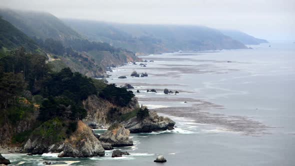 Northern California Coast Beach In Fog