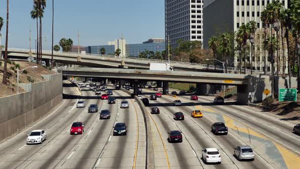  Traffic On Busy Freeway Downtown Los Angeles 2