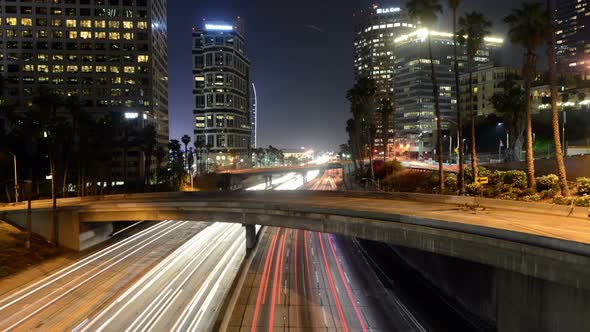 Traffic In Downtown Los Angeles At Night - 1 alt