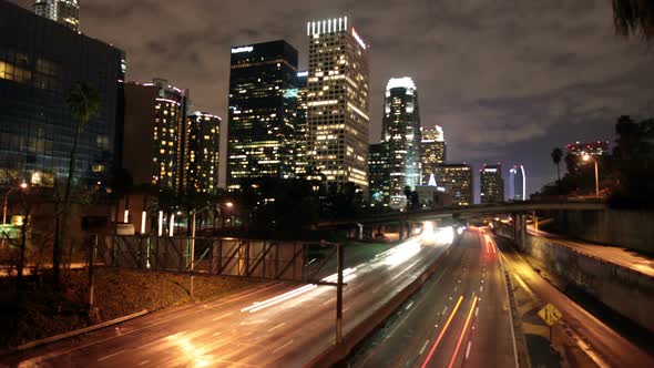 Traffic In Downtown Los Angeles At Night - 5 alt