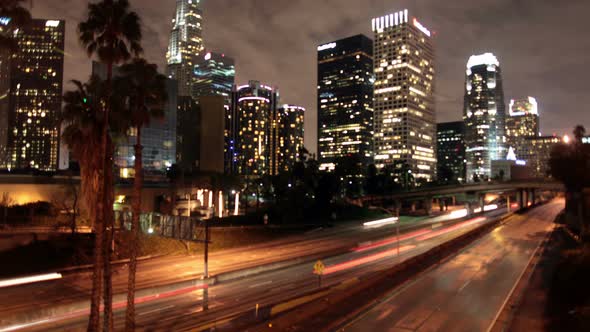 Traffic In Downtown Los Angeles At Night - 7 alt