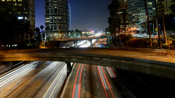 Traffic In Downtown Los Angeles At Night 1