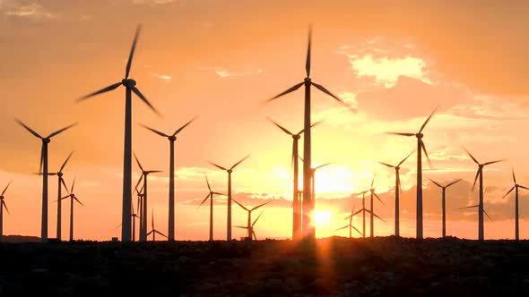 Power Windmills In The California Desert At Sunset 4