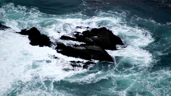 Big Sur Waves Rolling Over Rocks